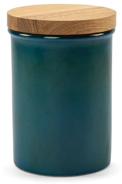 Aufbewahrungsdose Steinzeug mit Eichenholzdeckel