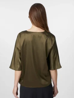Damenbluse Seidensatin V-Ausschnitt