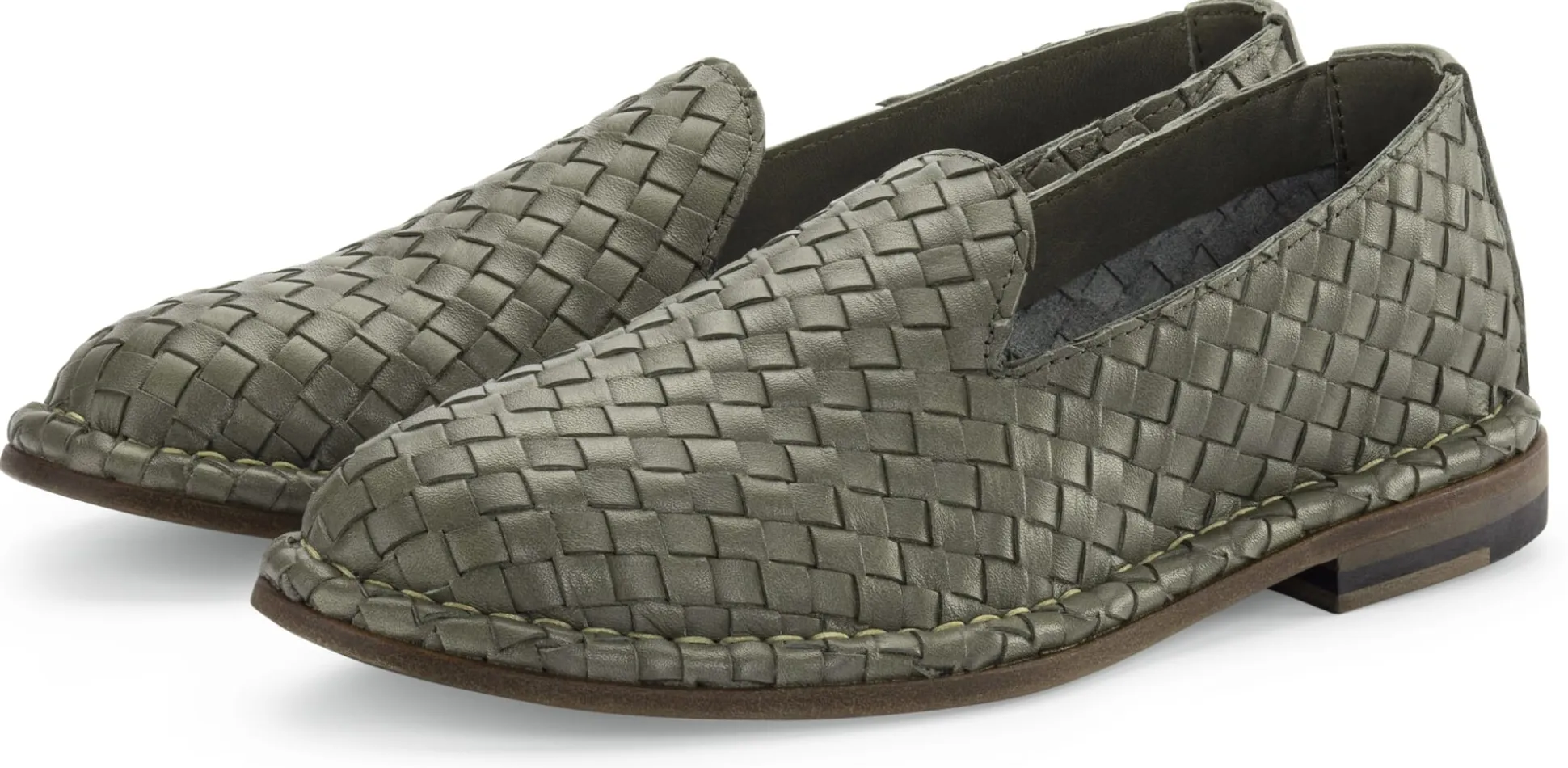 Damen-Lederslipper geflochten