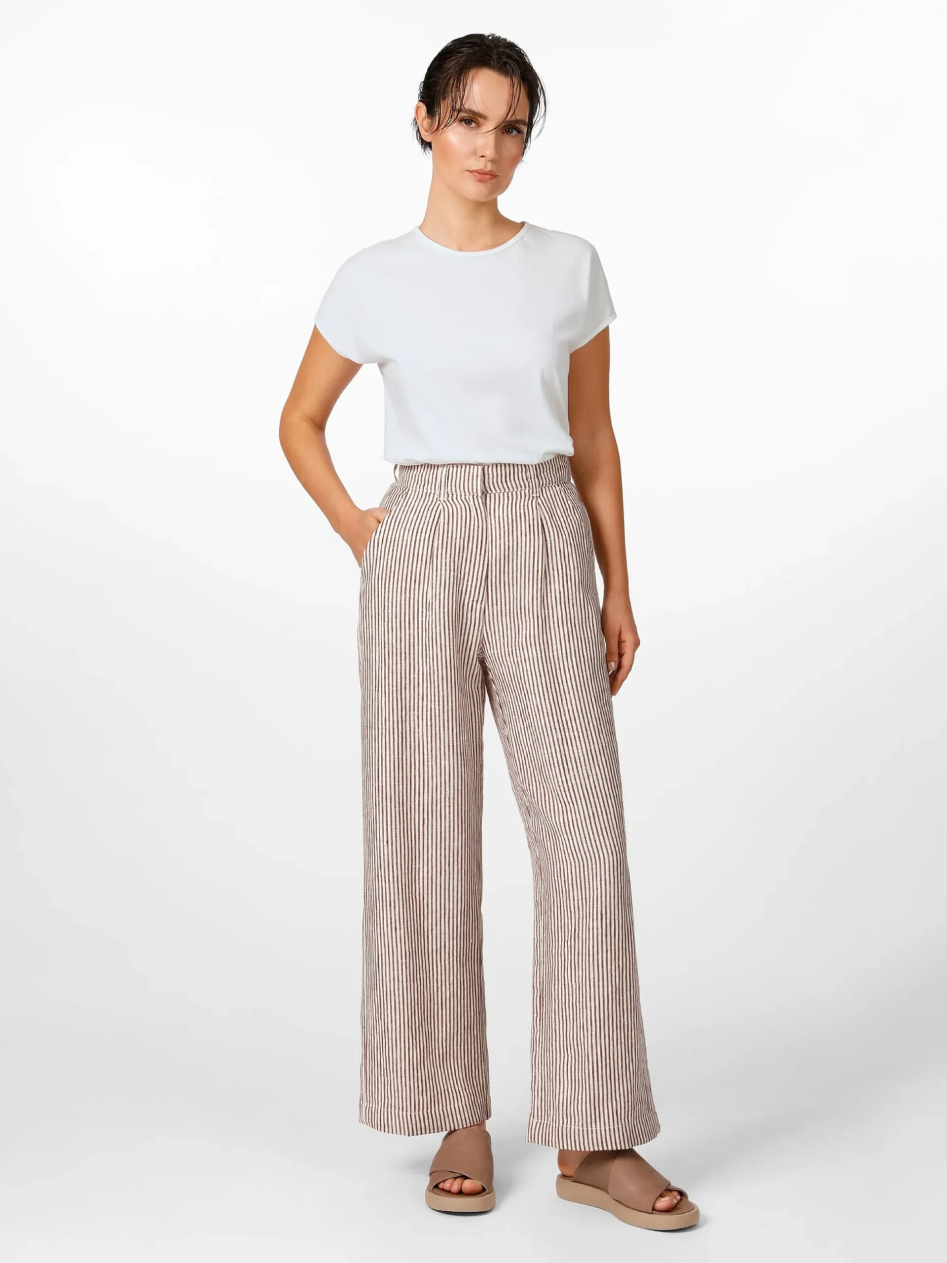 Damen-Leinenhose gestreift