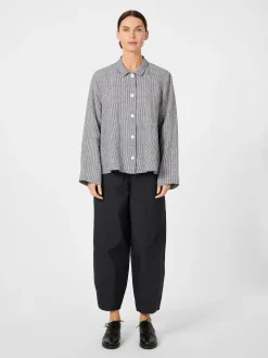 Damen-Leinenjacke gestreift