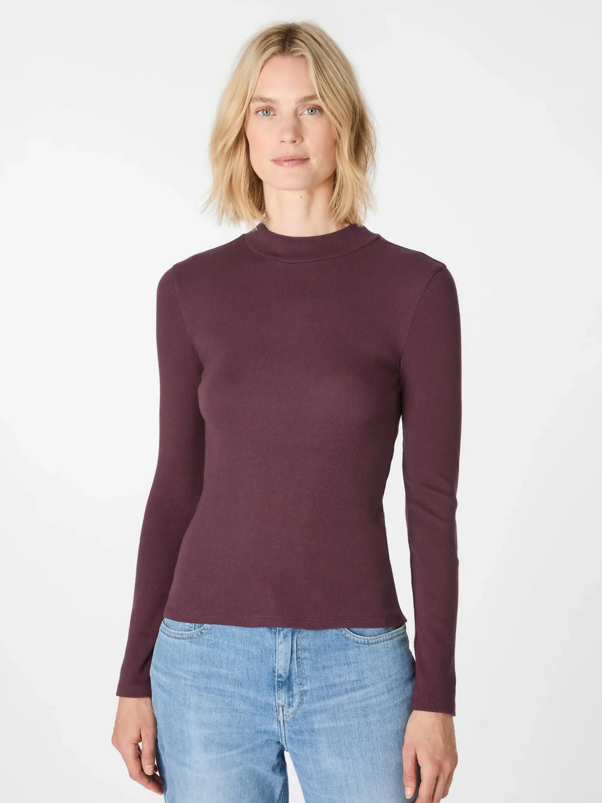 Damen-Rippenshirt Langarm