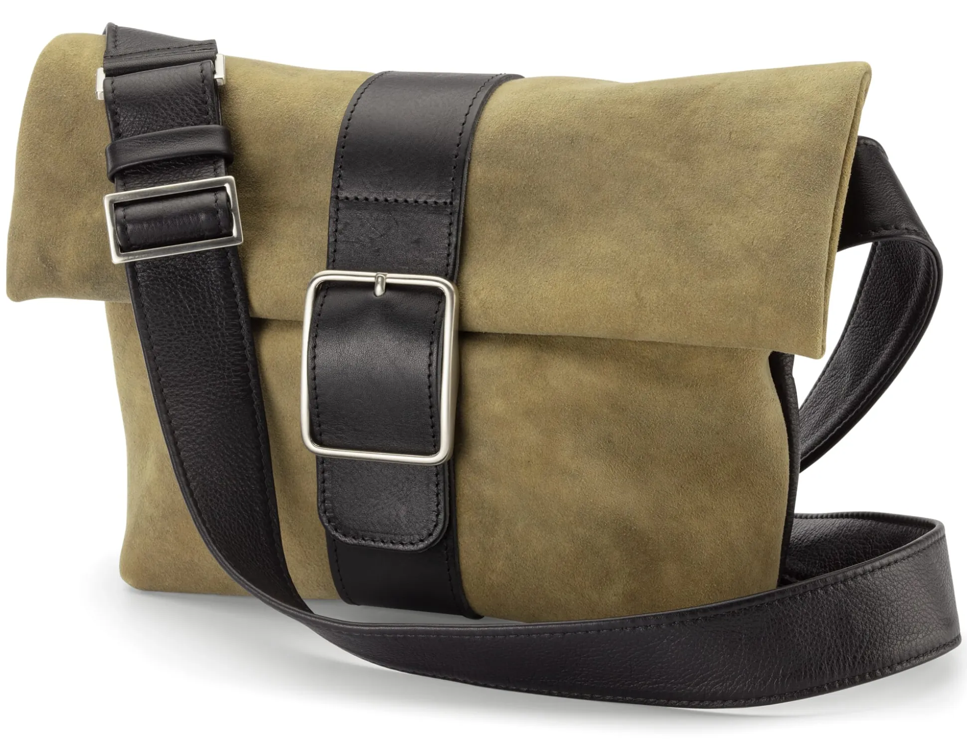 Damen-Schultertasche Hirschleder, Oliv