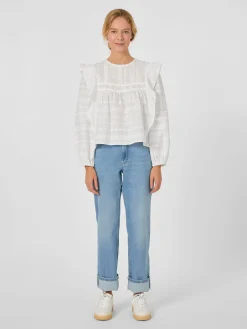Damen-Stickereibluse mit Volants
