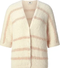 Damen-Strickjacke Halbarm gestreift