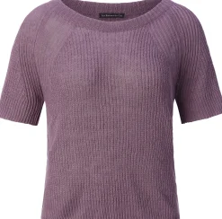 Damen-Strickshirt Halbarm Leinen