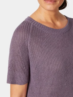 Damen-Strickshirt Halbarm Leinen