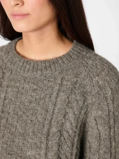 Damen-Zopfstrickpullover Alpaka