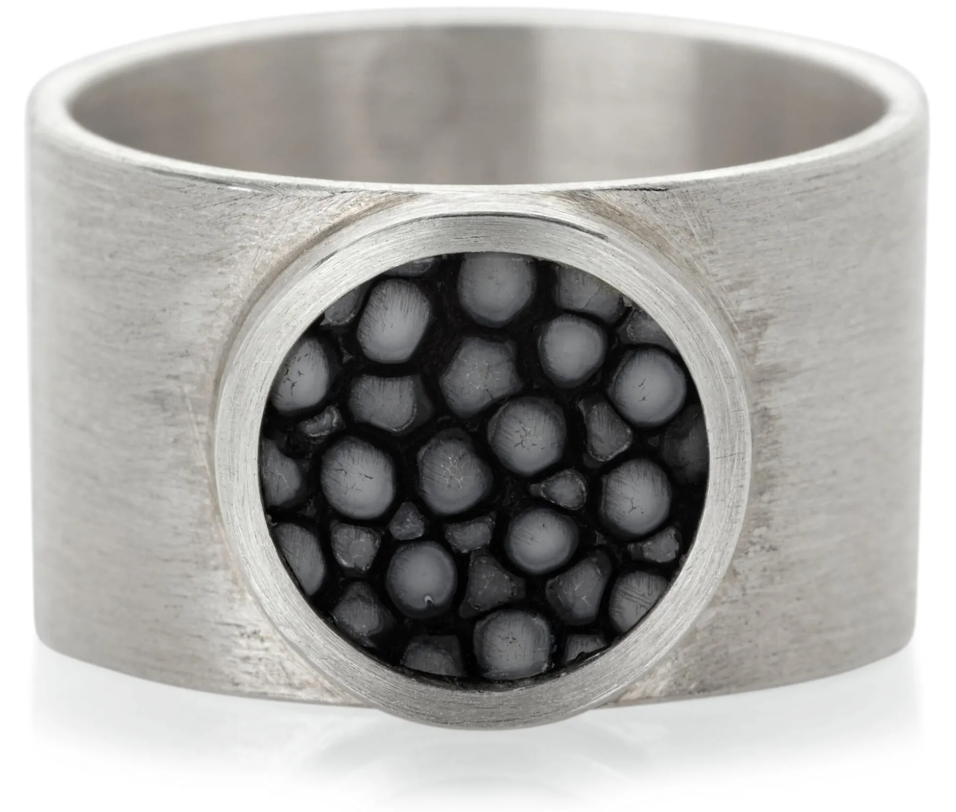 Fingerring Silber-Rochenleder breit