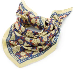 Halstuch N°680 floral, Natur-Blau-Rot
