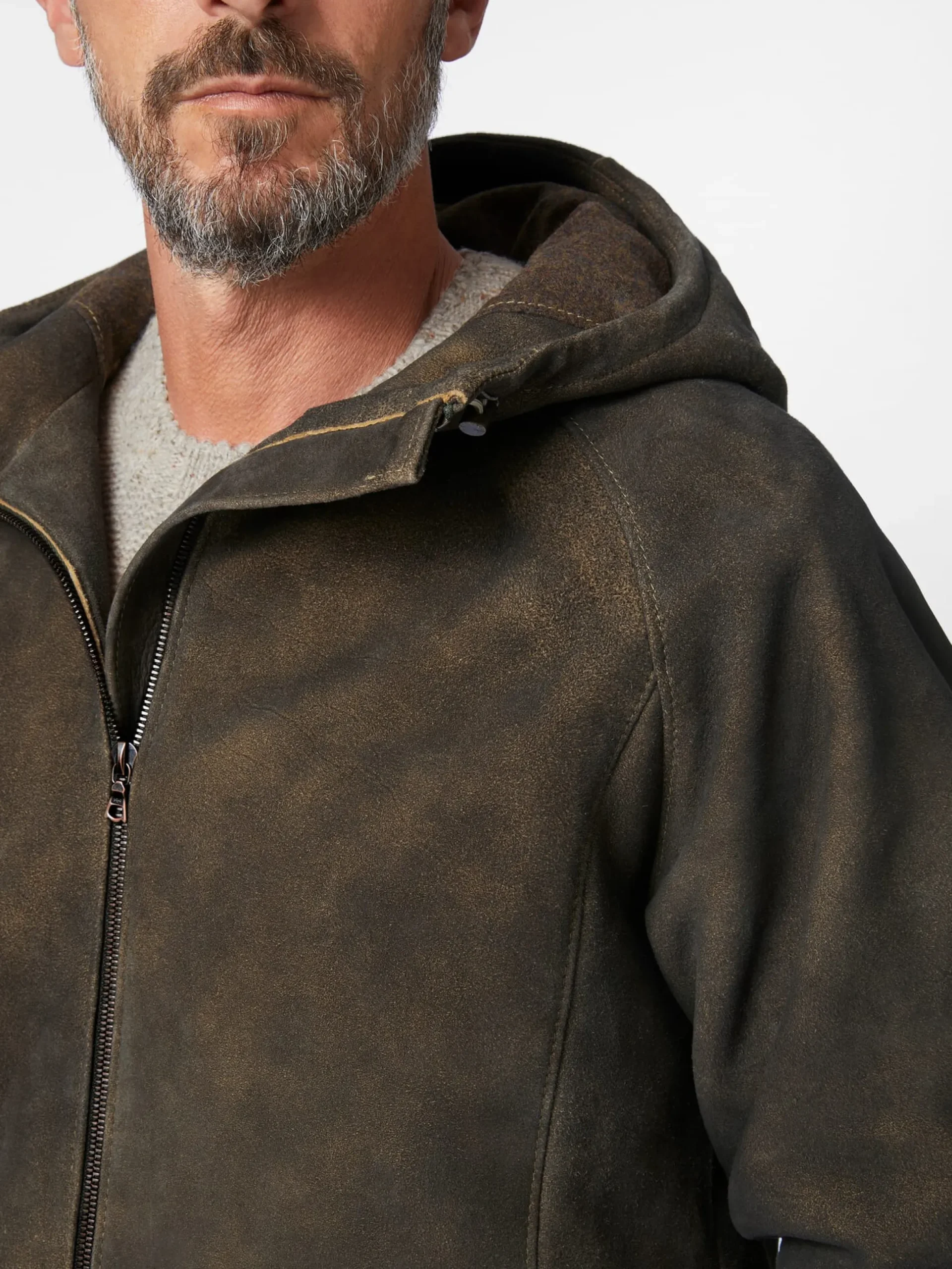 Herren-Kapuzenjacke Bockvelours