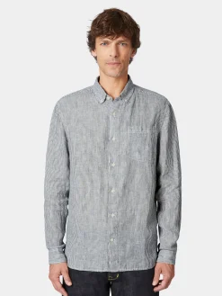 Herren-Leinenshirt gestreift