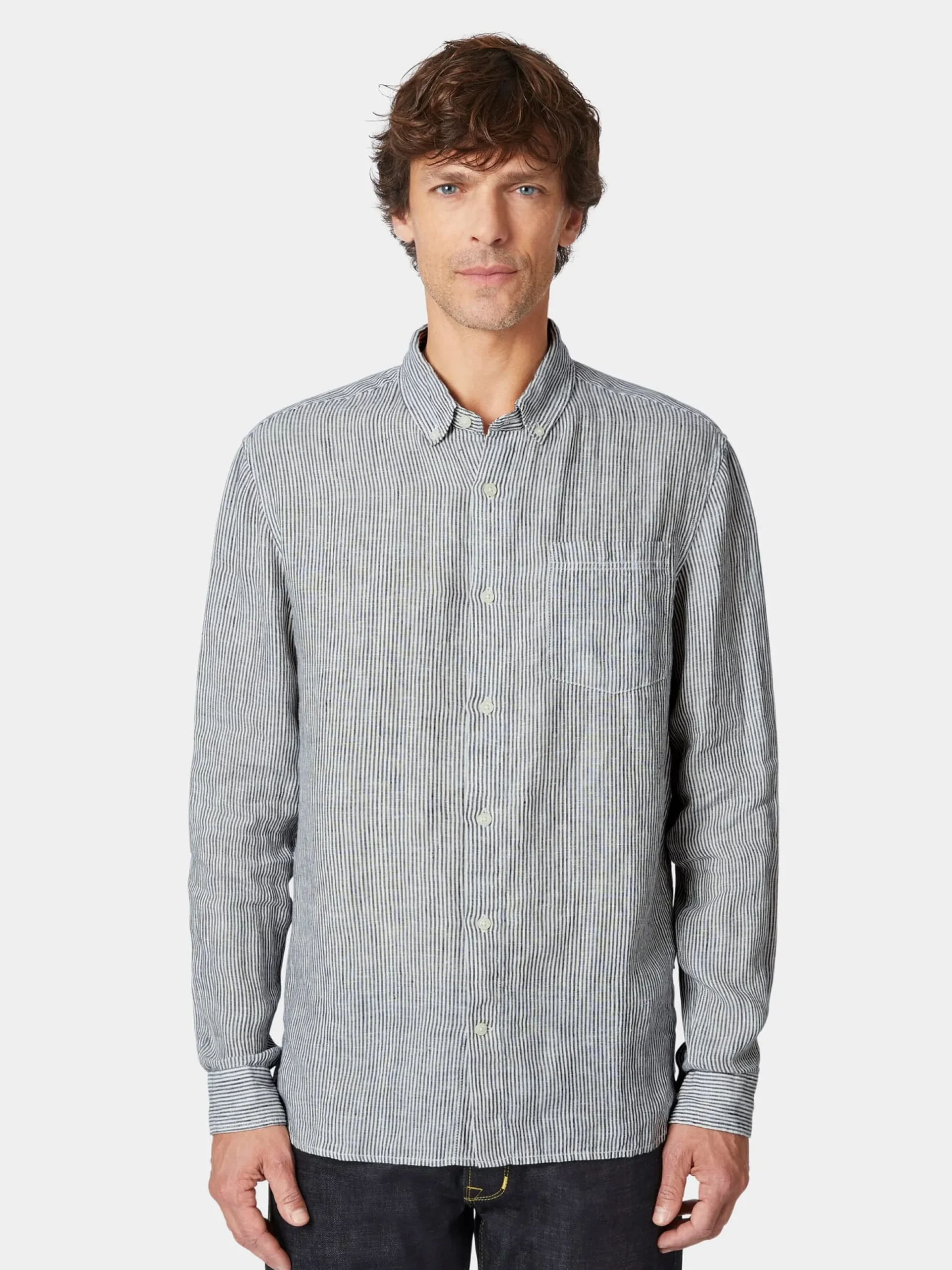 Herren-Leinenshirt gestreift