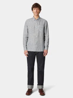 Herren-Leinenshirt gestreift