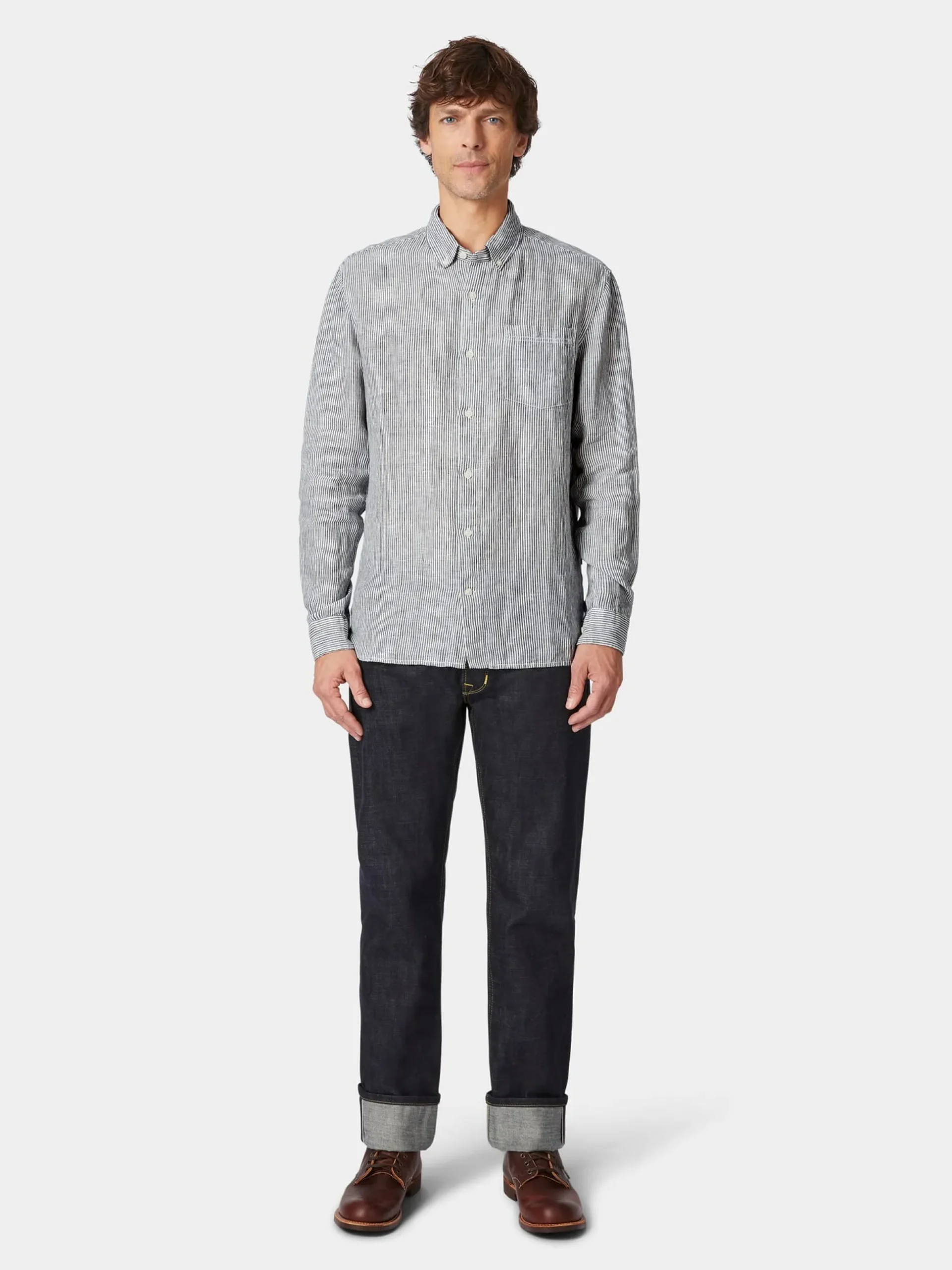 Herren-Leinenshirt gestreift