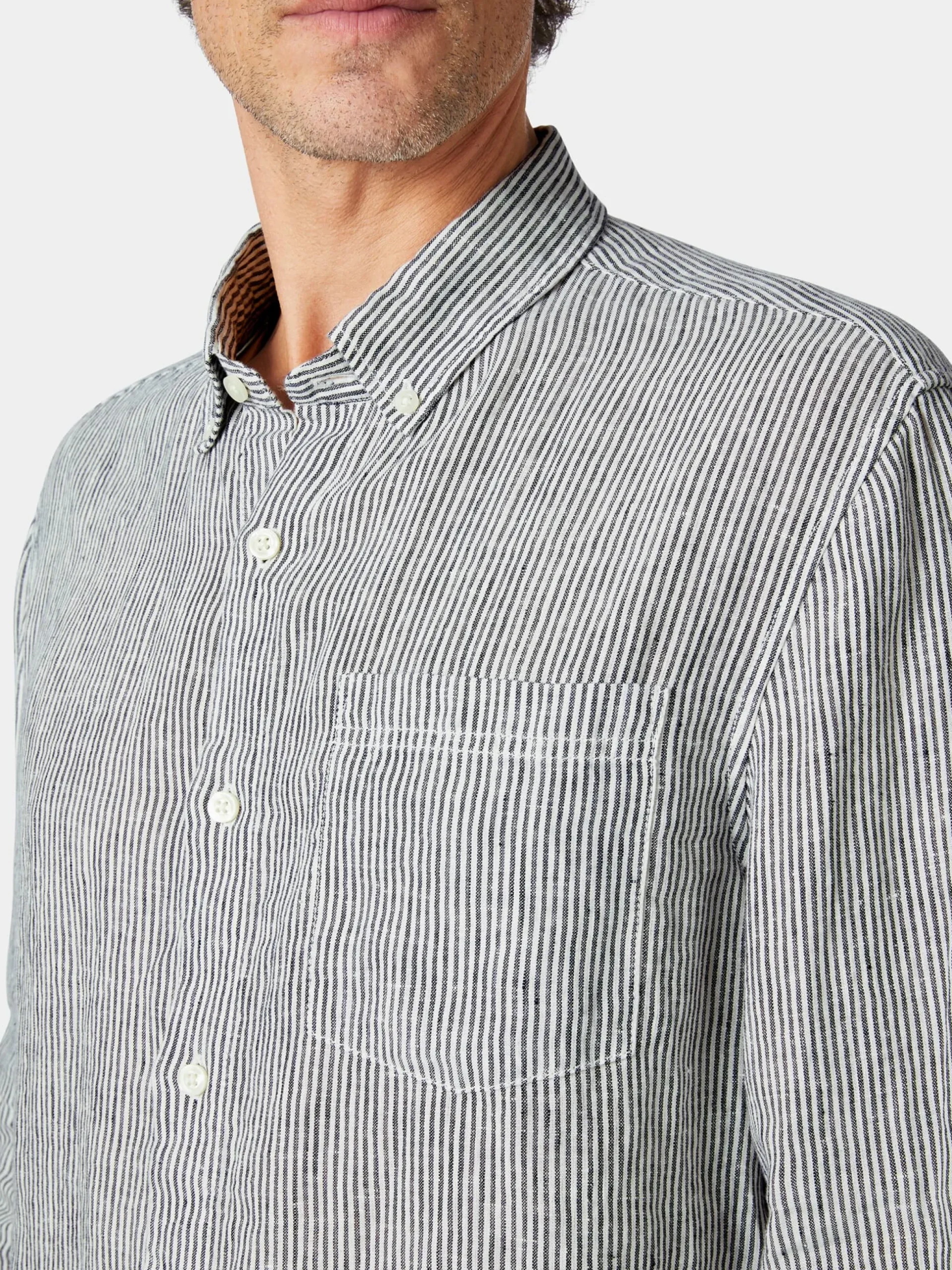 Herren-Leinenshirt gestreift