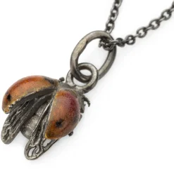 Kette mit Anhänger Marienkäfer emailliert, Rot