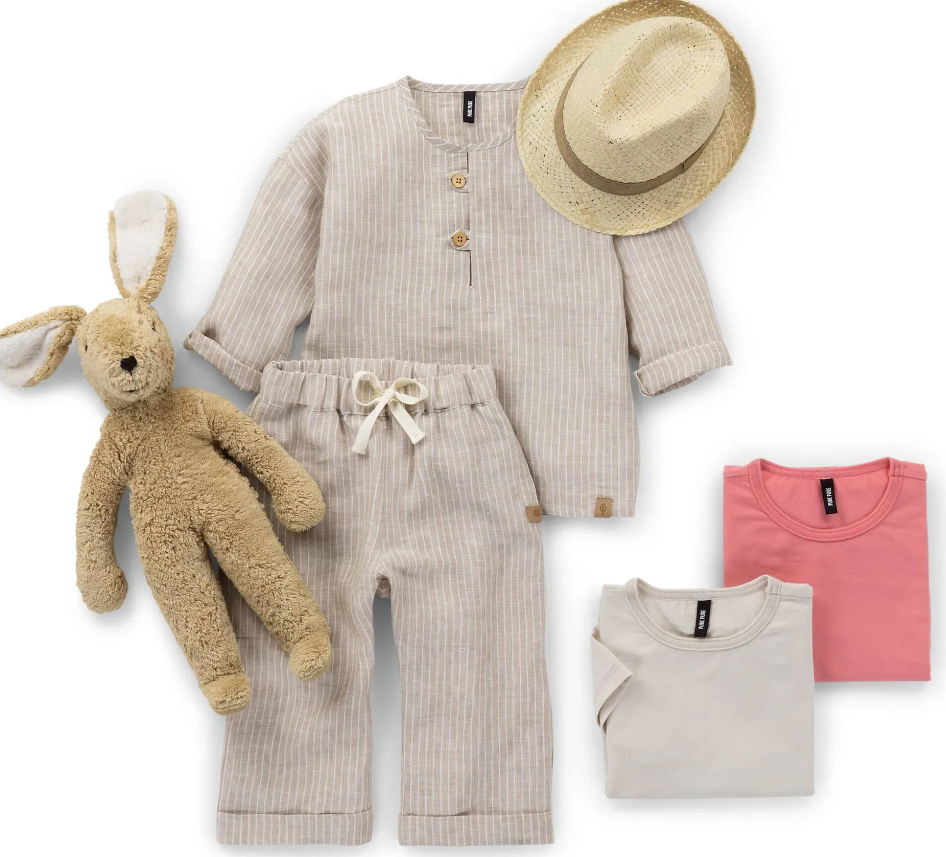 Kinder-Langarmshirt Leinen gestreift