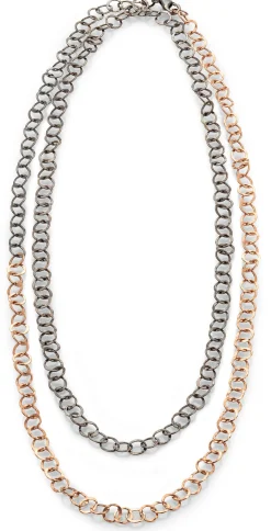 Lange Kette Hammerschlag, Roségold-Oxid