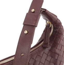 Lederhandtasche geflochten, weinrot