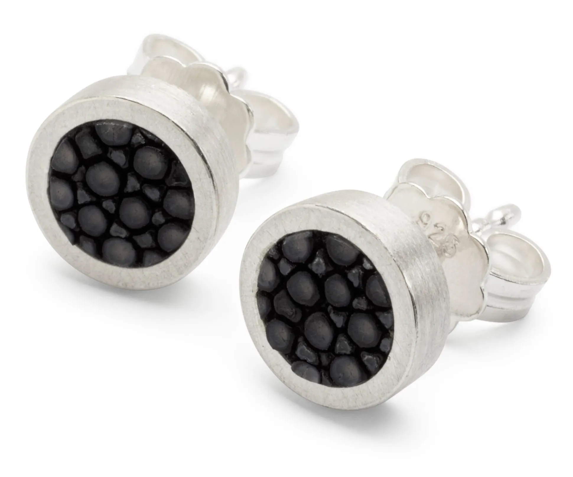 Ohrstecker Silber-Rochenleder