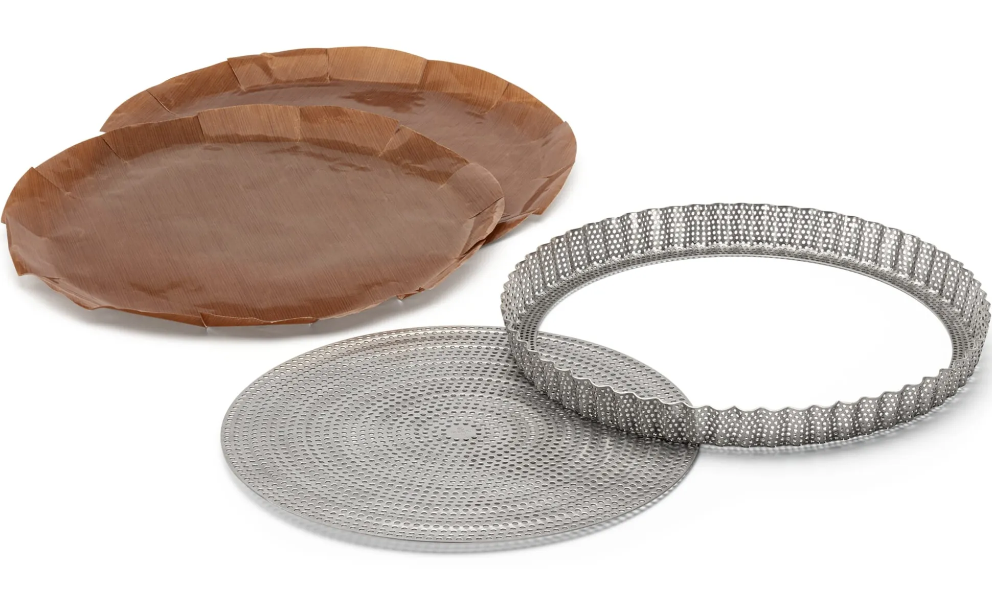 Runde Tarteform Edelstahl perforiert