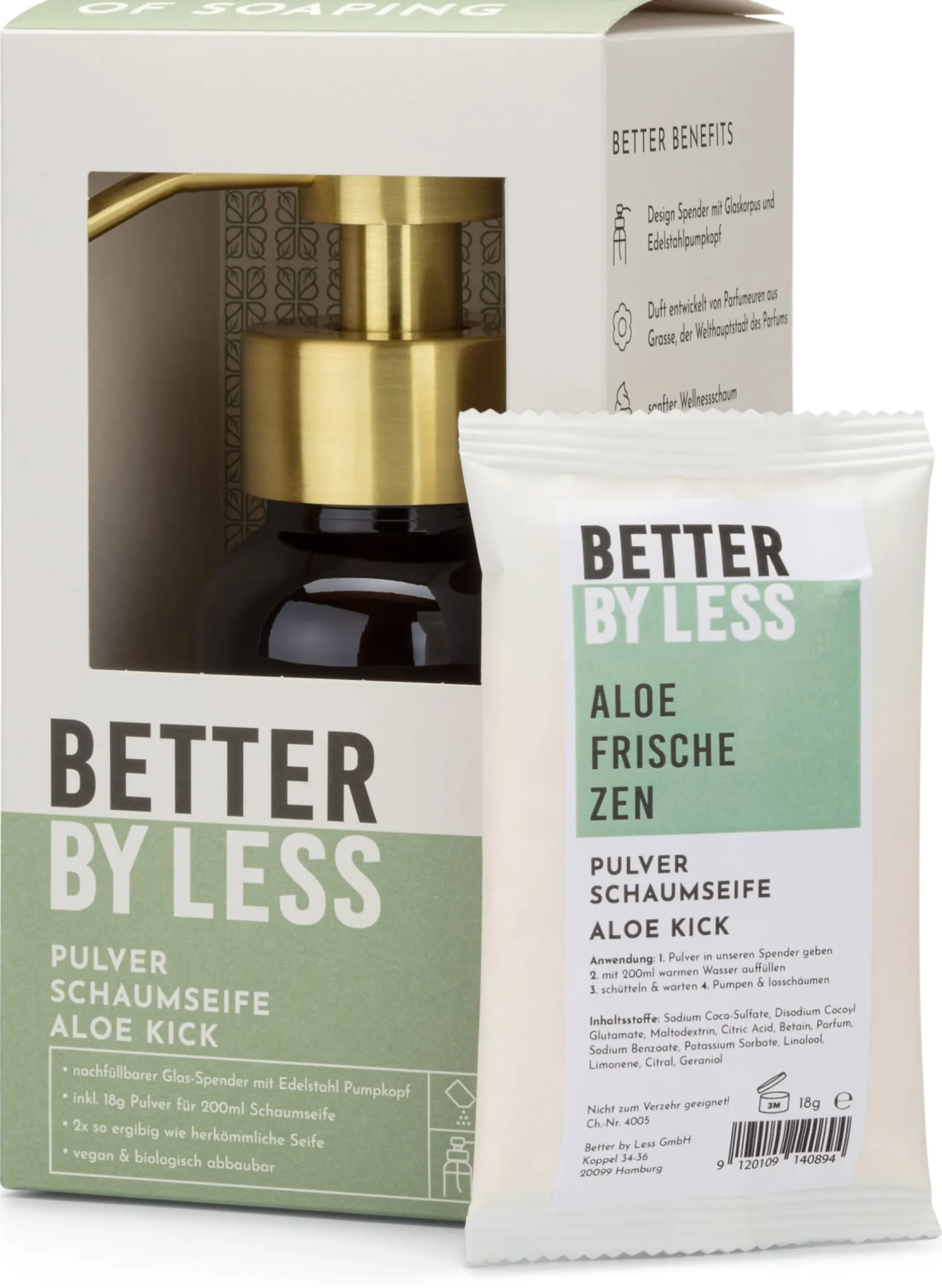 Set Schaumspender und Handseifenpulver Aloe vera