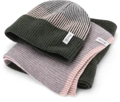 Unisex-Kaschmirstrickschal, Grün-Rosé